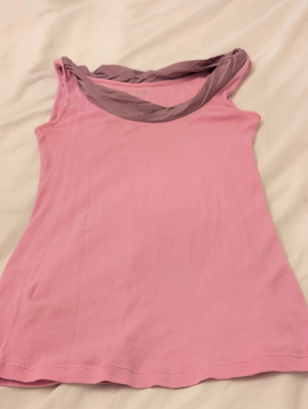LOFT Pink Tank Top with Mauve Trim